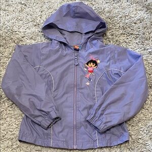 Vintage 2004 Nick Jr Dora the Explorer Purple Hooded Spring Jacket, Size 6